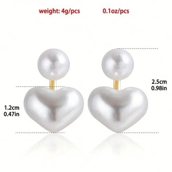 Pearl Heart Ear Jacket Earrings - Picture 6 of 6